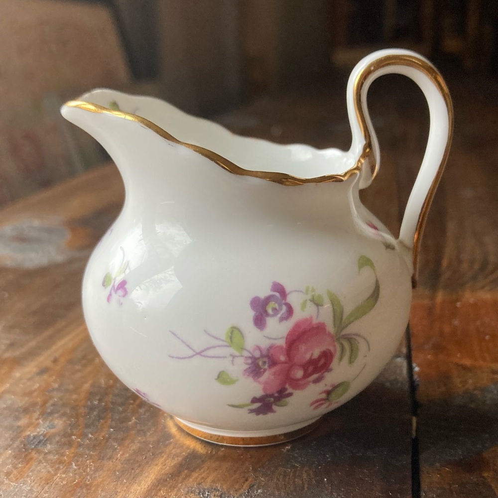 Royal Chelsea English Bone China Creamer with Roses and Gold Trim Vintage Piece